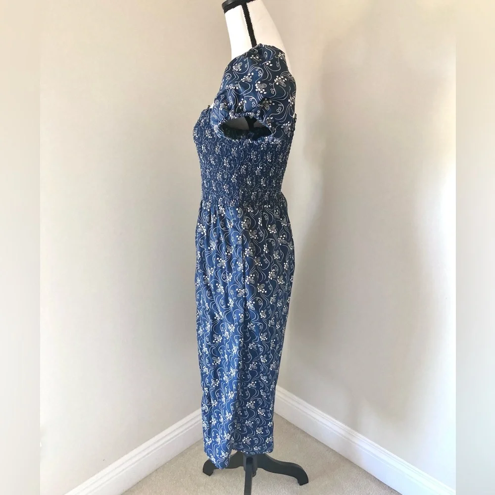 J. Crew Blue and White Puff Sleeve Dress - Picture 7 of 9